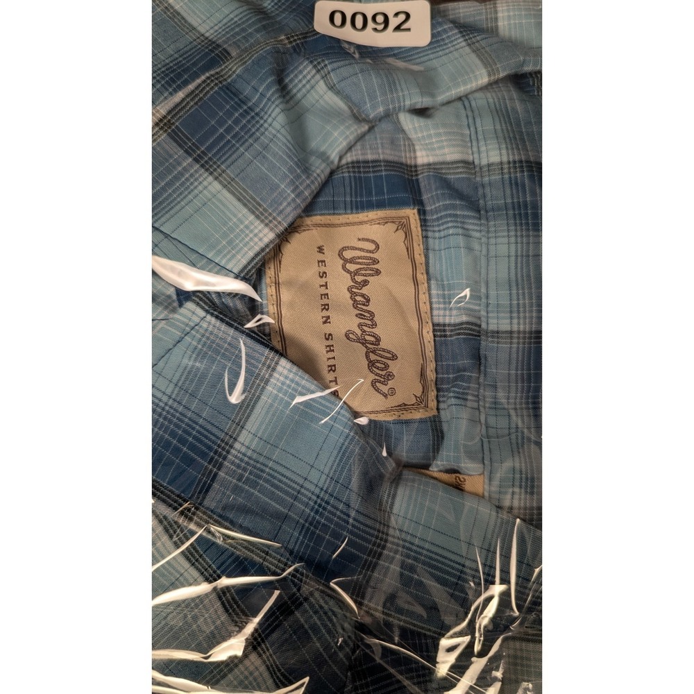Wrangler Retro Pearl Snap Western Shirt Blue‎ Plaid Short Sleeve Men’s 2XL - Picture 8 of 8